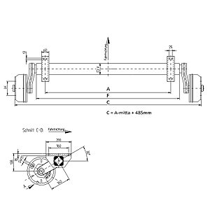 Jarruakseli 1500 kg A1200/1685 (Nieper GFA1580 5x112 200x50)