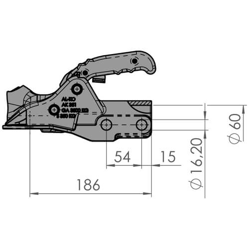 Kuulakytkin 3500 kg ø60 AL-KO (AK351 + softdock 16/16 1223716)