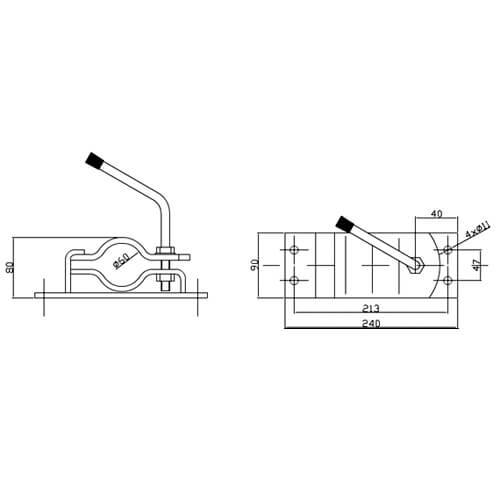 Kiinnike 60 mm pulttikiinnitys (Simol MR 1061)