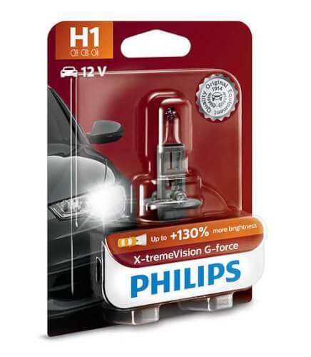 Ajovalopolttimo, H1, X-tremeVision G-force 1 kpl,  Philips