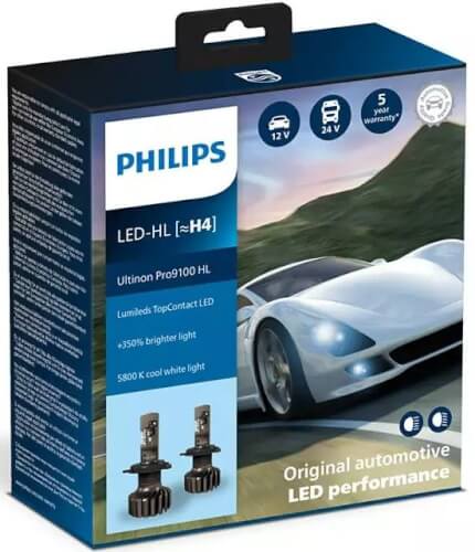 Led-polttimo, H4 Ultinon Pro9100, pari, Philips