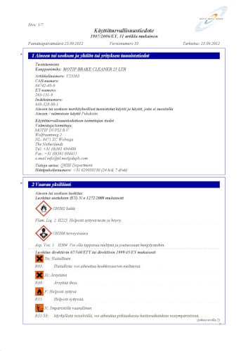 Jarrunpuhdistaja brake Cleaner 25 l, Motip