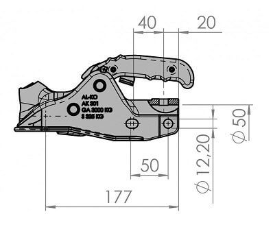 Kuulakytkin AK301 3000 kg, Ø50 mm, valu, AL-KO