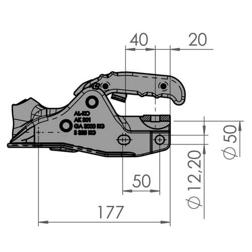 Kuulakytkin 3000 kg ø45-50 AL-KO (AK301 + softdock 1223715)