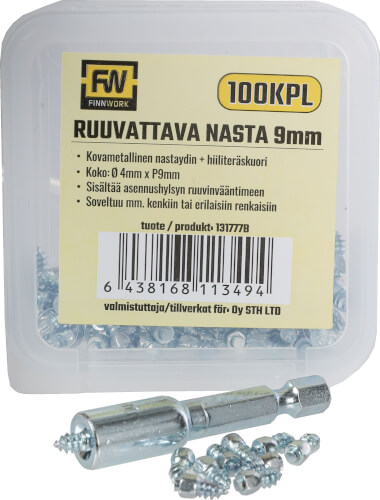 Jäänasta 9 x 4 mm 100 kpl (kengät, pyörä, mopo), Finnwork