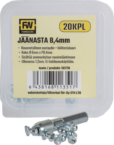 Jäänasta 8,4 x 6 mm, 20 kpl (kengät, pyörä, mopo), Finnwork