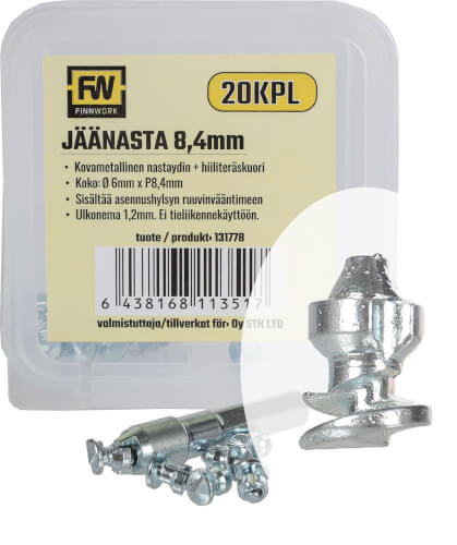 Jäänasta 8,4 x 6 mm, 20 kpl (kengät, pyörä, mopo), Finnwork