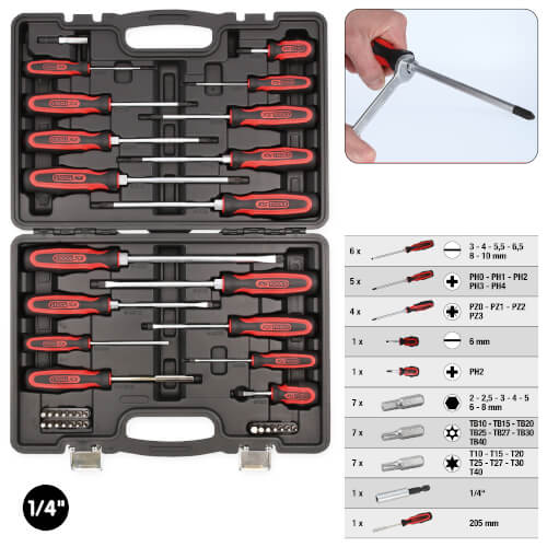 Ruuvimeisselisarja + k&auml;rkisarja ERGOTORQUEplus, KS-Tools