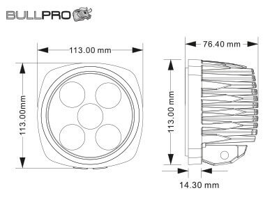 Led-työvalo Centum | 100 W | 6000 K | Leveä, Bullpro