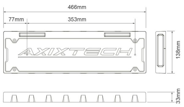 Rekisterikilpiteline LED-varoitusvaloilla, EU-kilville, Axixtech