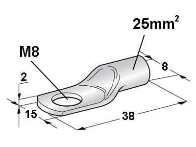 Kaapelikenkä 25 mm², Ø 8 mm