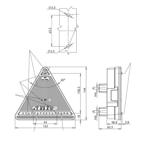 Led takavalo 12-24V Oikea (325 peruutusvalo, asennusjohto)