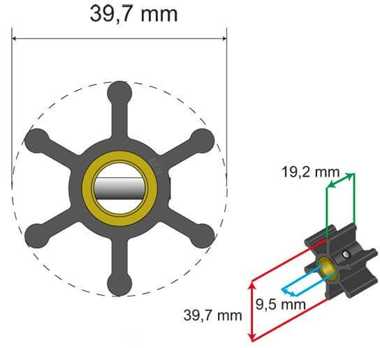 Siipipyörä HD 39.7 x 9.5 x 19.2 mm, Albin