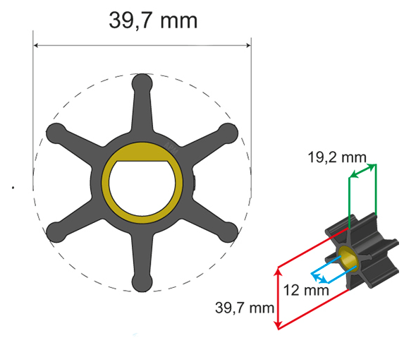 Siipipyörä HD 39.7 x 12 x 19.2 mm, Albin