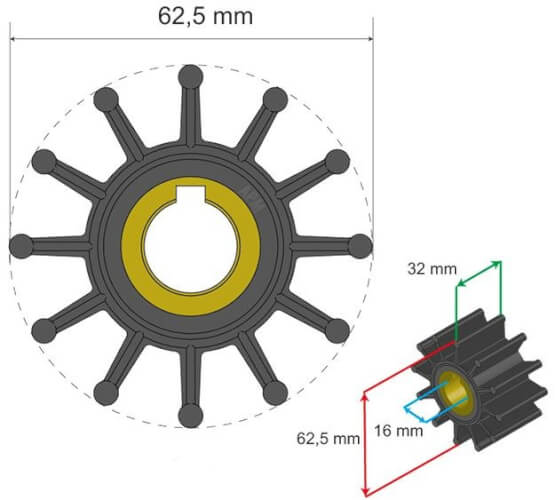 Siipipyörä HD 62,5 x 16 x 32 mm, Albin