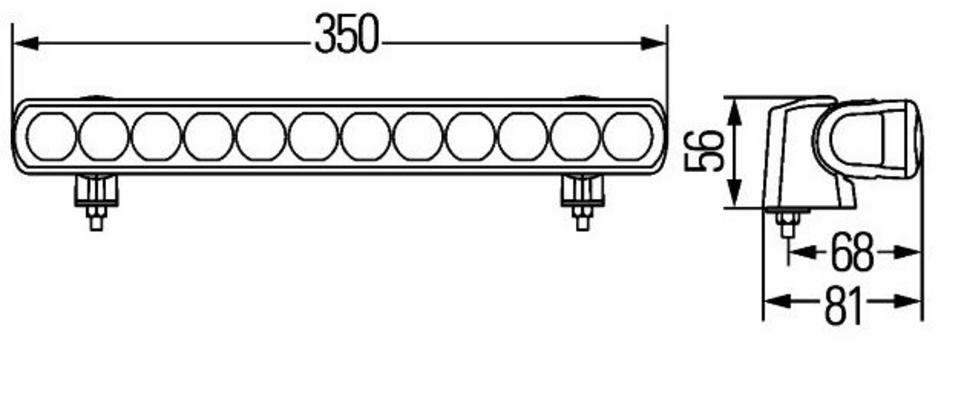 Led-lis&auml;valo - Suora | 35 cm | 25 W | Ref. 20, Hella - Led-lisävalopaneeli muovikiinnikkeillä