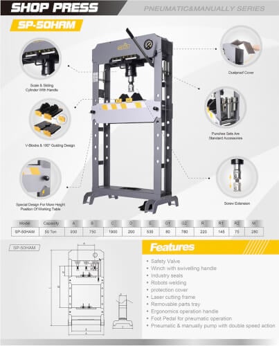 Hydraulipuristin 50T, Snit