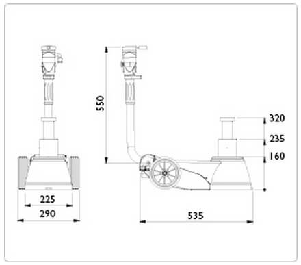 Paineilmahydraulinen nostin B25-2,  AC