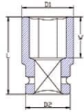 6-kulmainen konehylsy 3/4"- 38 mm, lyhyt, Boxo