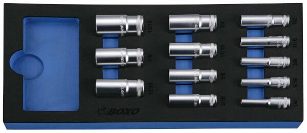 Hylsysarja 3/8" - pitk&auml;t hylsyt (tuumamitat), Boxo