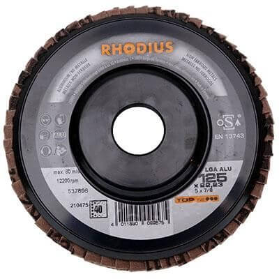Dischi Abrasivi Lamellari Rhodius LGA In Alluminio - Grana P60, Diametro 115 Mm, Confezione Da 10