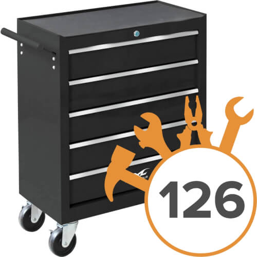 Työkaluvaunu + 126 työkalua, XL-Tools