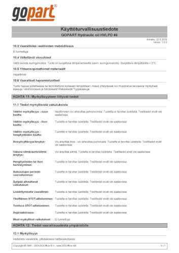 Hydrauliikkaöljy (20 l) HVLP 46, GoPart