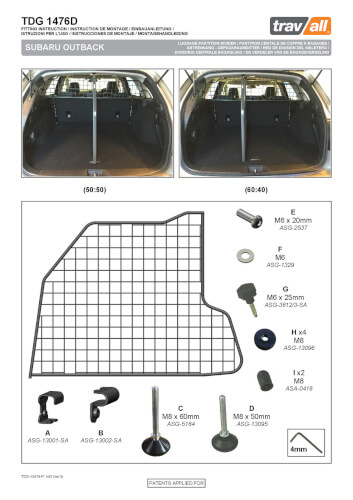 Tilanjakaja - Subaru Outback (2014-2019), Travall