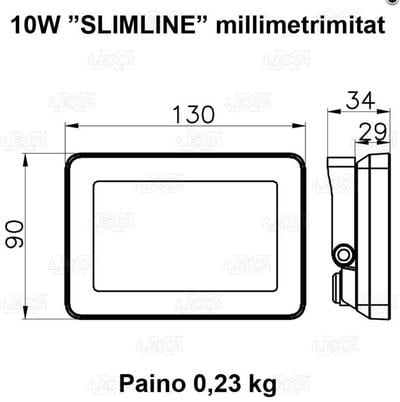 Led-valonheitin 10 W Slim-Line, Lexxa - Led-valonheitin (musta)