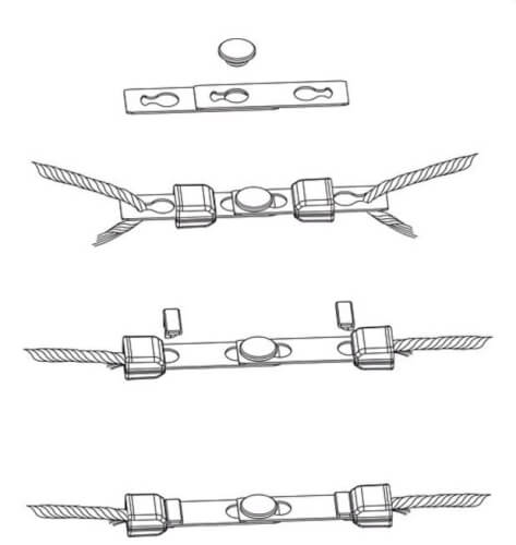 Jatkoliitos aitaköydelle, Litzclip Safety Link, Ako