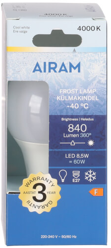 Led pakkaslamppu E27, 840 lm, 4000 K, Airam