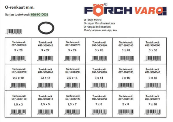 O-rengaslajitelma (metrinen), Förch