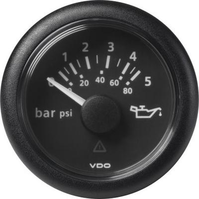 VLB Painemittari Ø52 mm, VDO - Painemittari 0-5 bar / 0-72 psi, Musta mittari