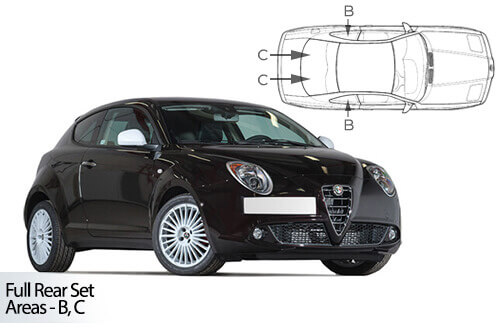 Häikäisysuojasarja Alfa Romeo MiTo, 3 ovinen (2009-2018), Car Shades