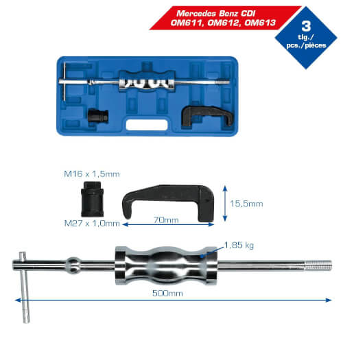 Injektorin ulosvedinsarja, MB, 3-os, Brilliant Tools