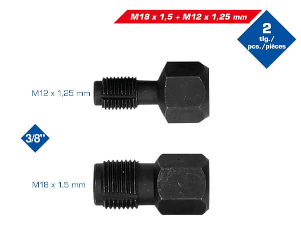 Korjaustyökalu lambdatunnistimen kierteeseen, M18 x 1,5 mm, M12 x 1,25 mm, 2-os, Brilliant Tools