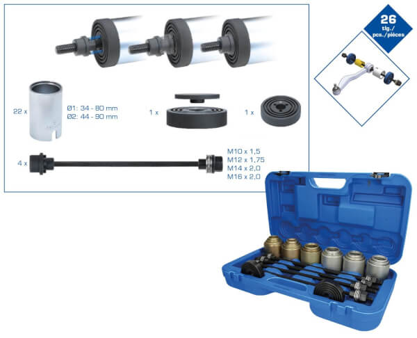 Veto- ja painehylsysarja, 4 karalla, 26-os, Brilliant Tools