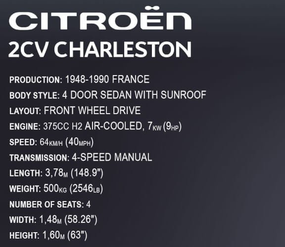 Koottava auto Citroen 2CV Charleston 1:12, 1465 osaa, Cobi