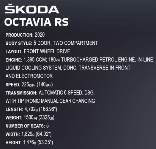 Koottava auto Skoda Octavia RS, 2405 osaa, Cobi