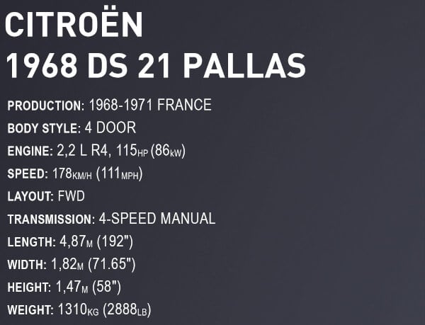 Koottava auto Citroen DS 21 Pallas 1968 1:12, 2265 osaa, Cobi
