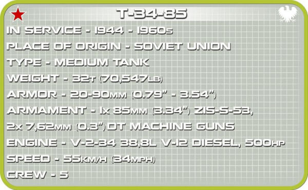 Koottava Panssarivaunu T34-85, 668 osaa, Cobi