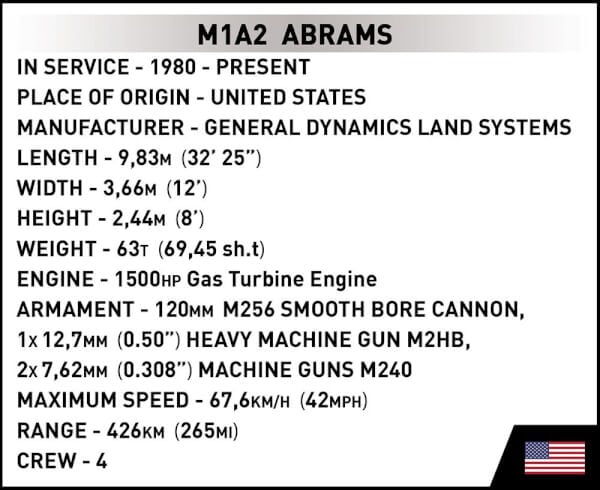 Koottava panssarivaunu M1A2 Abrams, 982 osaa, Cobi