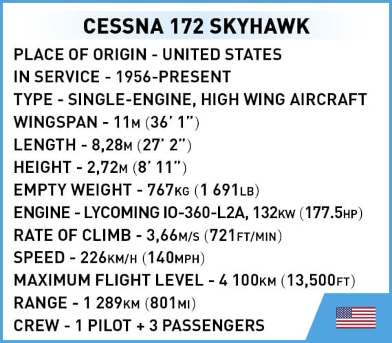 Koottava siviililentokone Cessna 172 Skyhawk, 162 osaa, Cobi