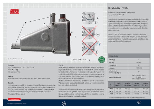 Letkulämmitin 1500 W, Defa