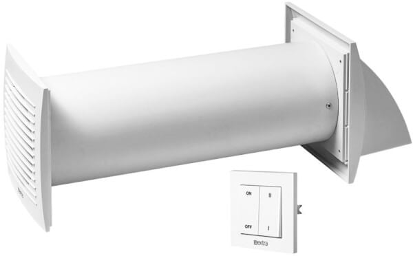 Ilmanvaihtokone l&auml;mm&ouml;n talteenotolla 100 mm (sein&auml;kytkin), Europlast