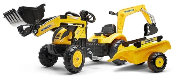 Polkutraktorikaivuri per&auml;vaunulla Komatsu, Falk Toys