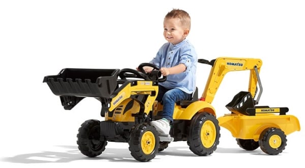 Polkutraktorikaivuri per&auml;vaunulla Komatsu, Falk Toys