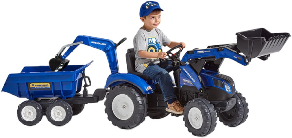 Polkutraktori k&auml;rryll&auml; ja etukuormaajalla New Holland T8, Falk Toys
