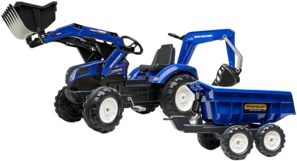 Polkutraktori k&auml;rryll&auml; ja etukuormaajalla New Holland T8, Falk Toys