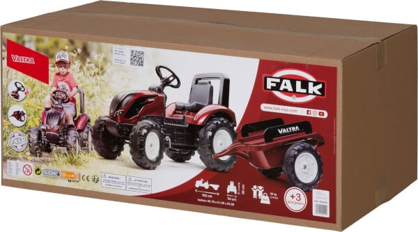 Polkutraktori Valtra S4 peräkärryllä, Falk Toys